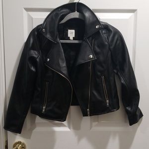 Girls large faux leather Moto jacket